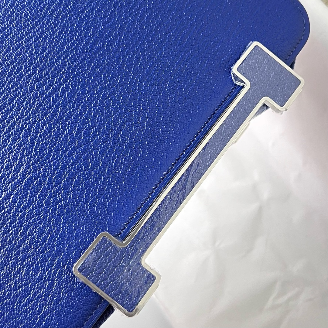 Hermes Geta Shoulder Bag In Blue Electric Mysore Goatskin Leather